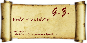 Gróf Zalán névjegykártya
